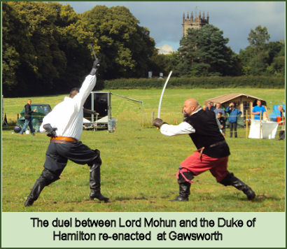 Re-enactment of the duel between Lord Mohun and the Duke of Hamilton